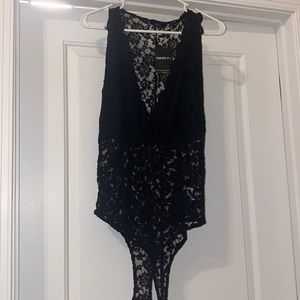 Plus size black lace body suit